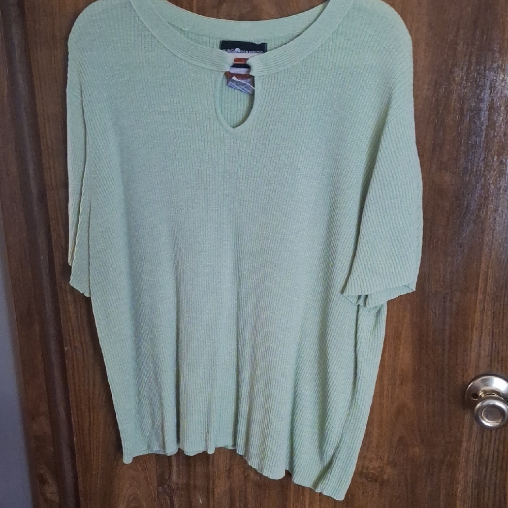 Sag Harbor Light Green Ribbed Top